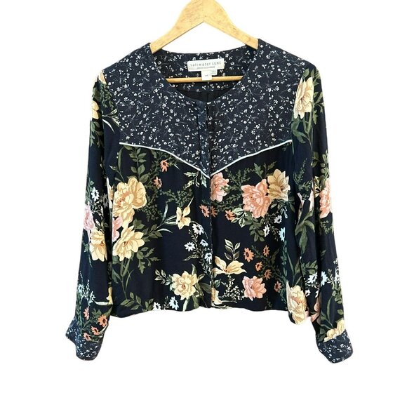 Saltwater Luxe Women's Floral Button Down Long Sleeve Blouse Medium Cottagecore - Picture 1 of 5